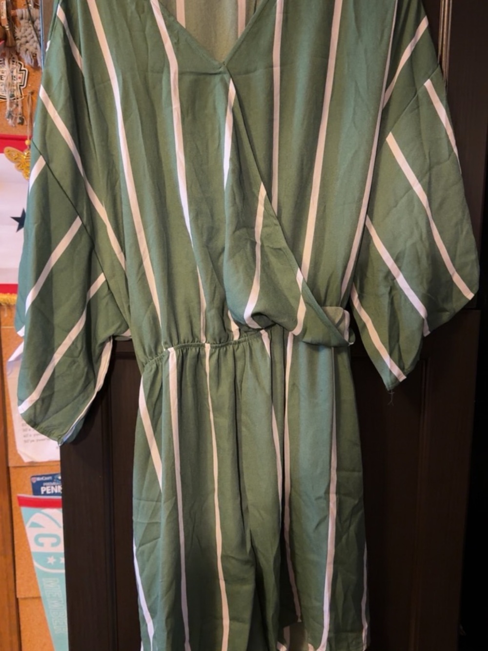 LuLaRoe Green and White Striped Kids One-Piece